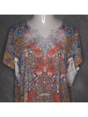 B Collection Womens Short Sleeve Top 2X Embellished Design Lightweight